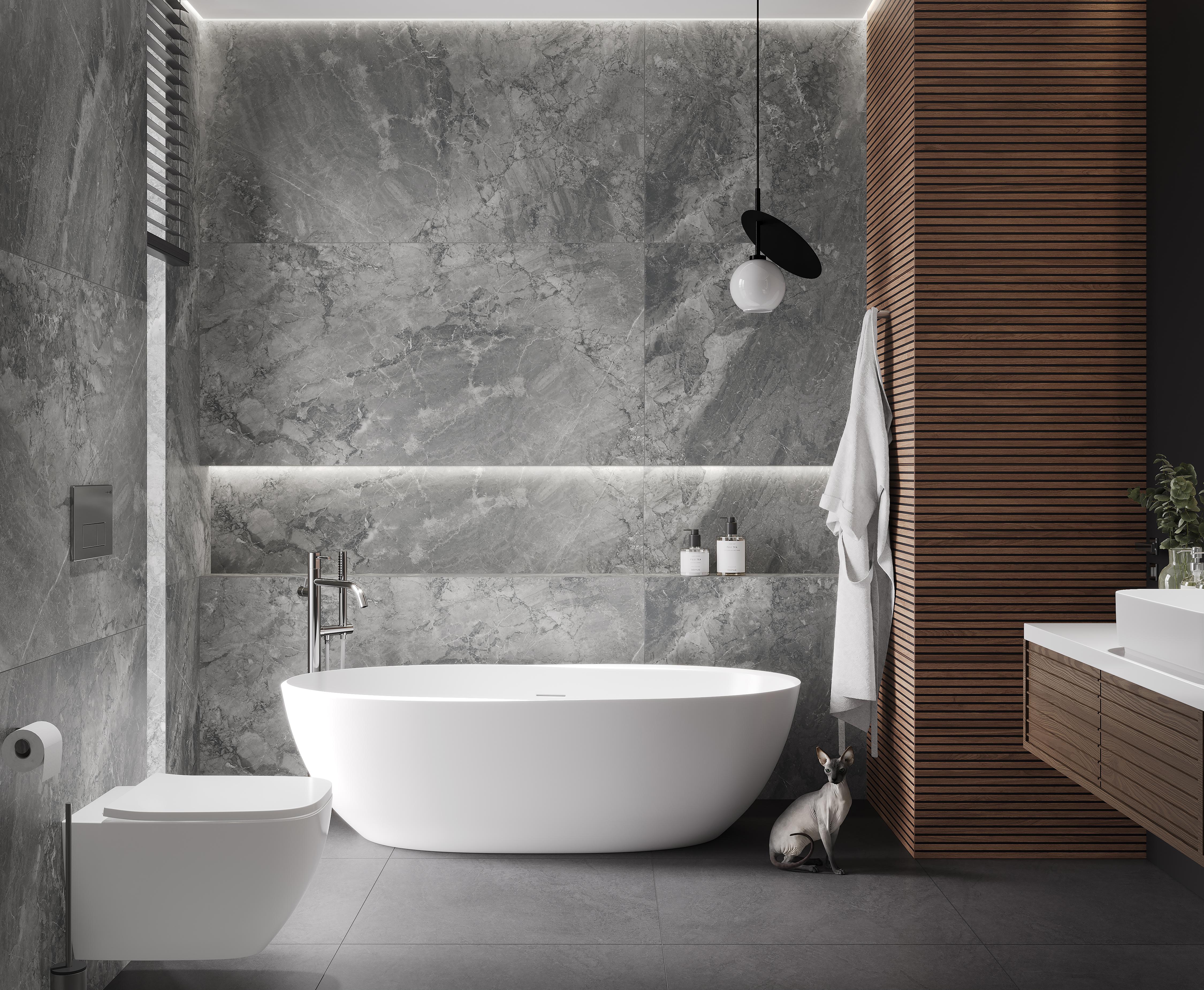 Керамогранит LAPARET Materica Grey 80х160: элегантный серый мрамор крупного формата